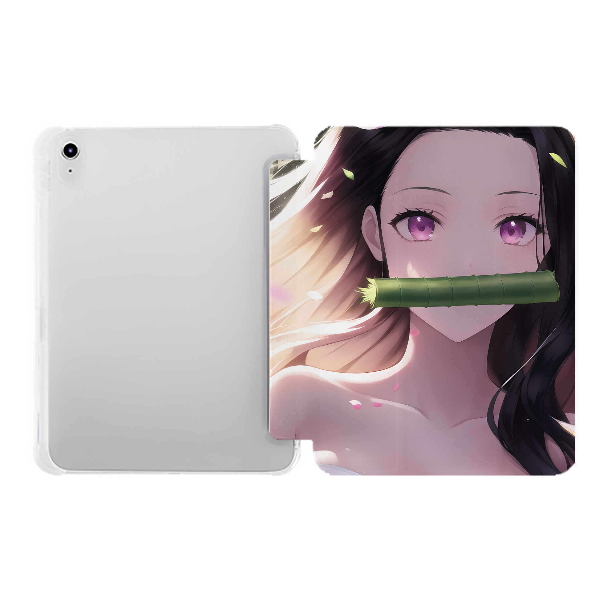 （画像用） 鬼滅の刃（きめつのやいば）竈門 禰󠄀豆子／かまど ねずこ Kamado Nezuko IPad ケース ペン収納付き 三つ折りスタンド PUレザー×シリコン 対応機種9.5/10.5/10.9インチ